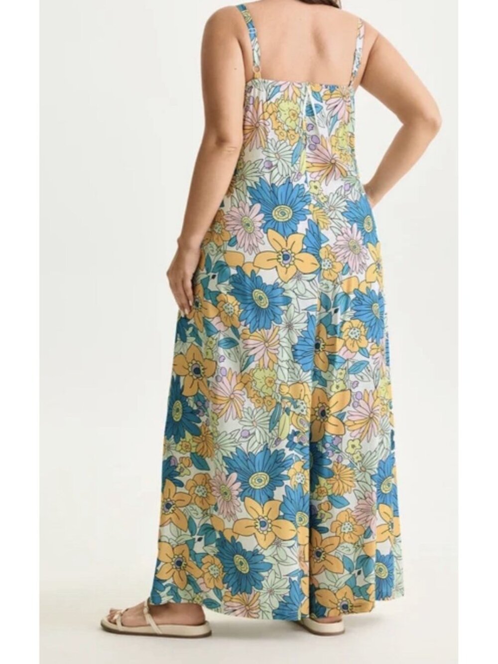 NWT BloomChic Womens Size 12 Wide Leg Jumpsuit Retro Floral Boho Pocket - Picture 3 of 16